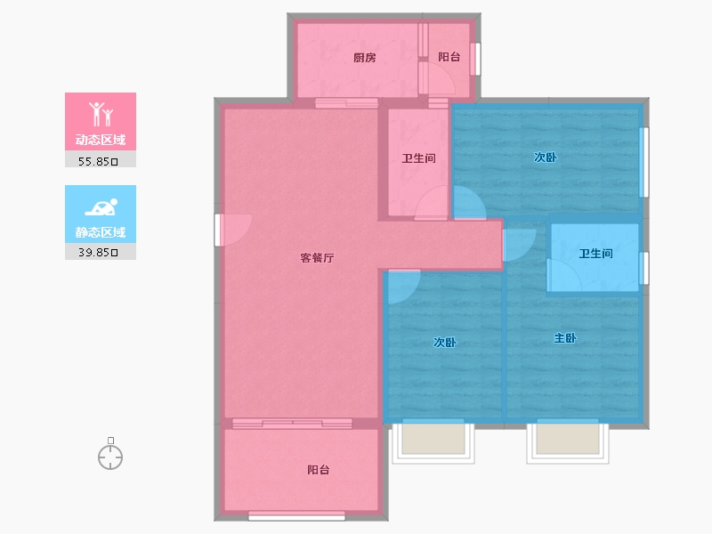 广东省-河源市-兴泰花园三期-85.91-户型库-动静分区