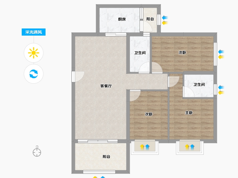 广东省-河源市-兴泰花园三期-85.91-户型库-采光通风