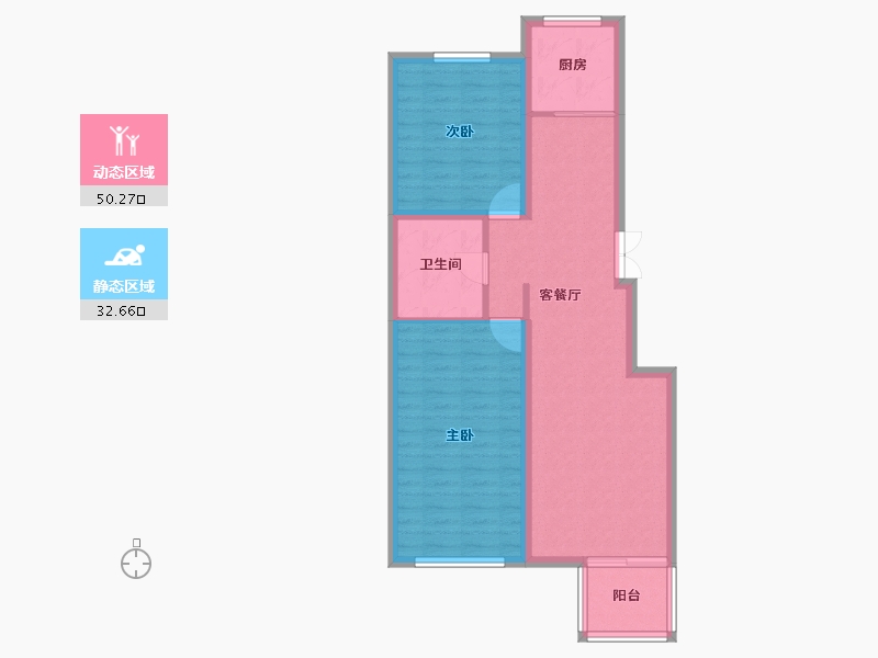 内蒙古自治区-鄂尔多斯市-玺城-74.43-户型库-动静分区