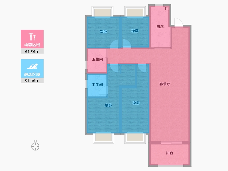 云南省-昆明市-中南碧桂园樾府-100.80-户型库-动静分区