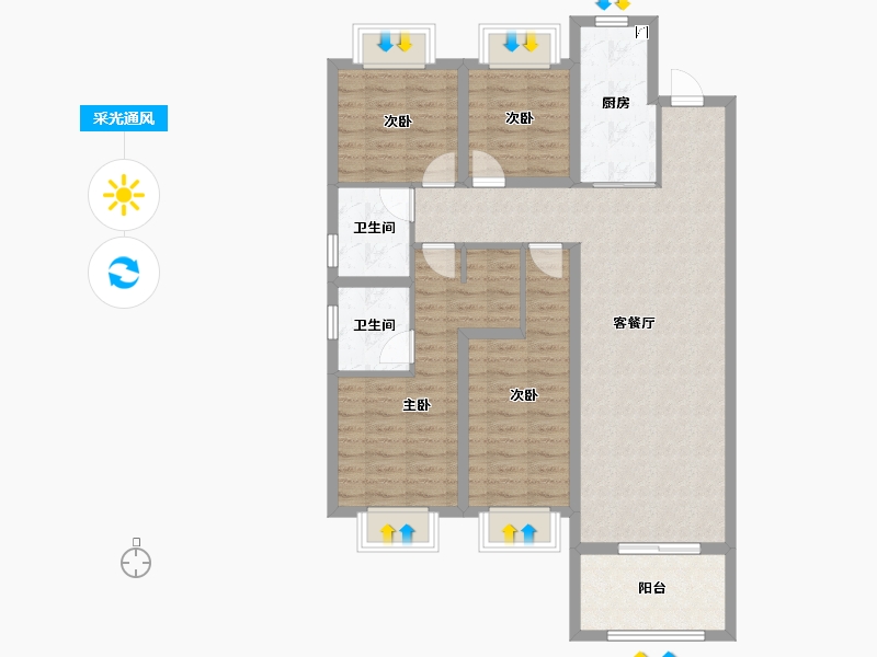 云南省-昆明市-中南碧桂园樾府-100.80-户型库-采光通风