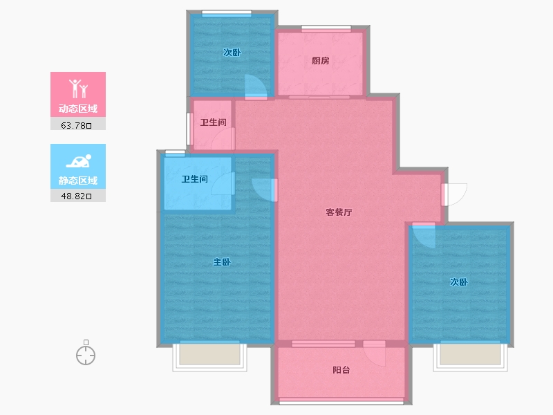 山东省-济宁市-九巨龙龙城公馆-101.15-户型库-动静分区