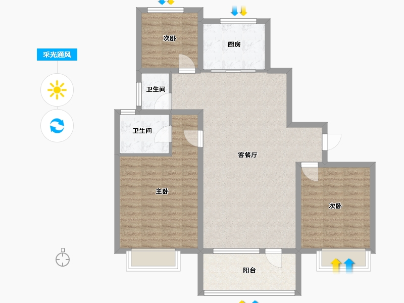 山东省-济宁市-九巨龙龙城公馆-101.15-户型库-采光通风