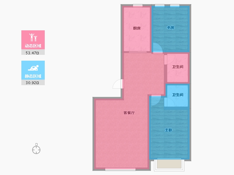 内蒙古自治区-鄂尔多斯市-炜业盛世康城-75.21-户型库-动静分区