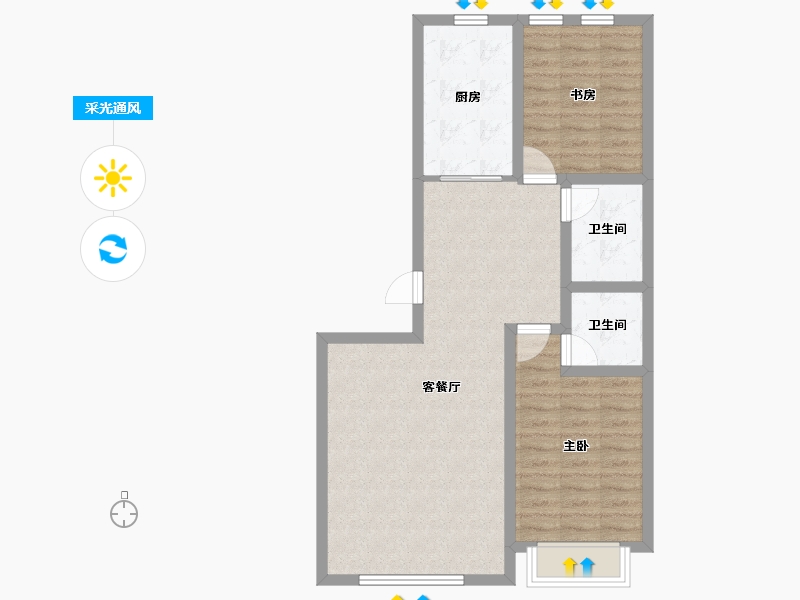 内蒙古自治区-鄂尔多斯市-炜业盛世康城-75.21-户型库-采光通风