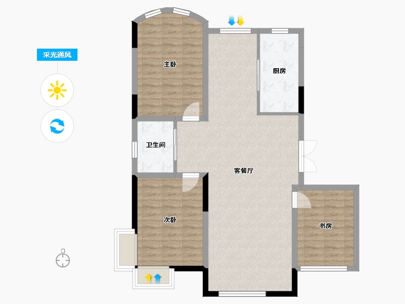 吉林省-松原市-飞达·江玺台-95.55-户型库-采光通风