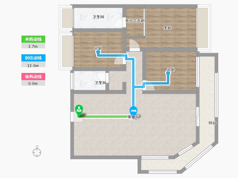 海南省-三亚市-万科海上大都会左岸住宅-97.00-户型库-动静线