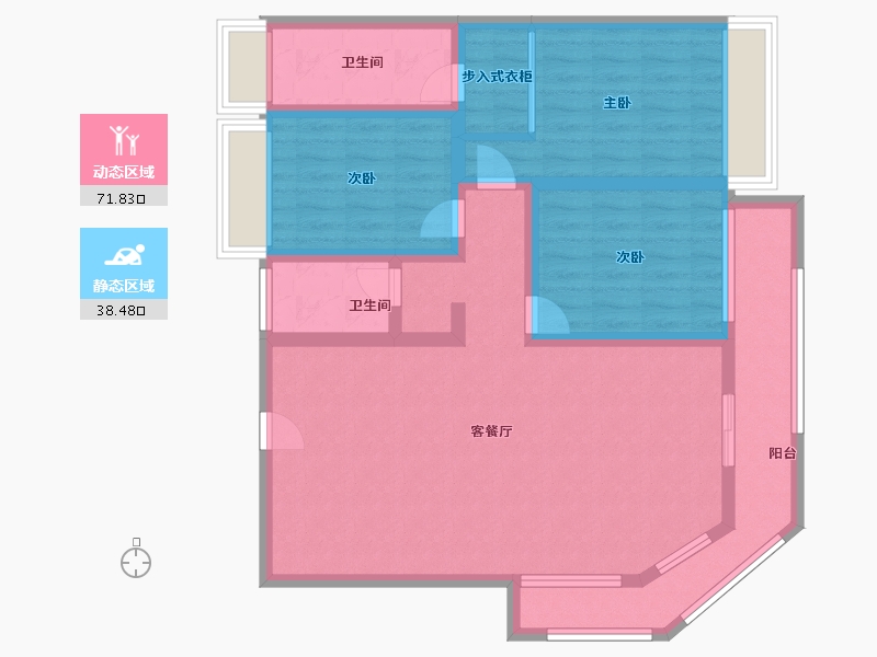 海南省-三亚市-万科海上大都会左岸住宅-97.00-户型库-动静分区