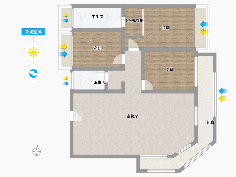 海南省-三亚市-万科海上大都会左岸住宅-97.00-户型库-采光通风