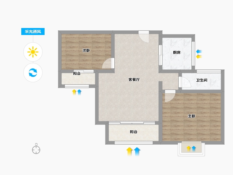 山东省-济宁市-瑞马大公馆-69.51-户型库-采光通风