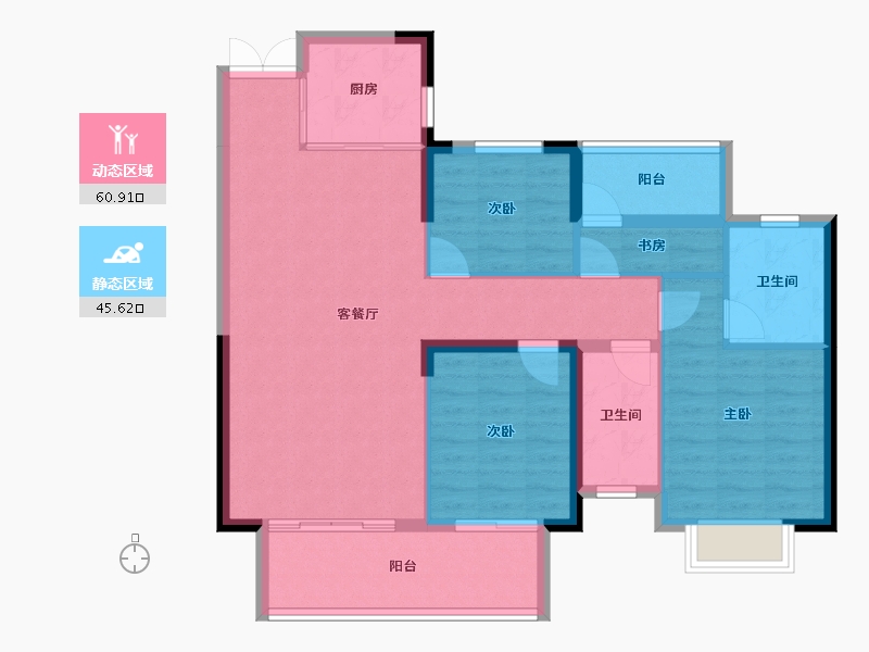 湖南省-邵阳市-邵阳湾田·望江府-96.15-户型库-动静分区