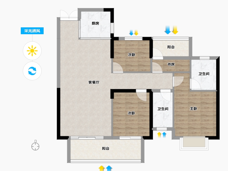 湖南省-邵阳市-邵阳湾田·望江府-96.15-户型库-采光通风