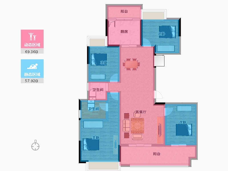 湖南省-岳阳市-景润天岳-112.85-户型库-动静分区