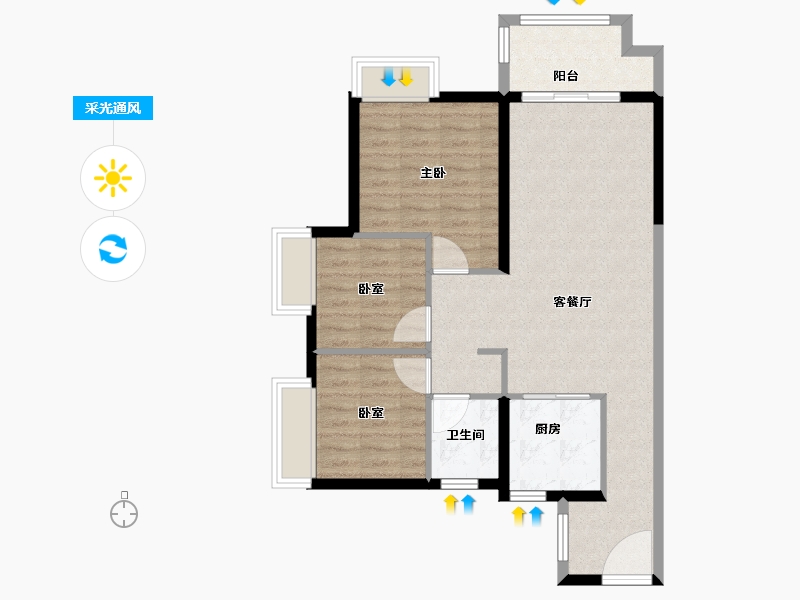 山西省-大同市-万德隆·阳光城·愉憬湾-78.40-户型库-采光通风