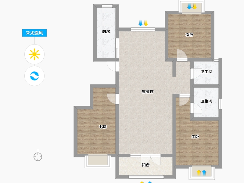 山东省-济宁市-瑞马意墅-96.27-户型库-采光通风