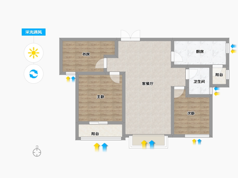 山东省-济宁市-金山新苑-75.51-户型库-采光通风