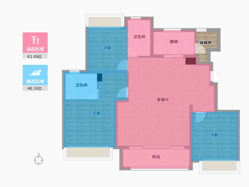 江苏省-徐州市-楚河金茂府-99.89-户型库-动静分区