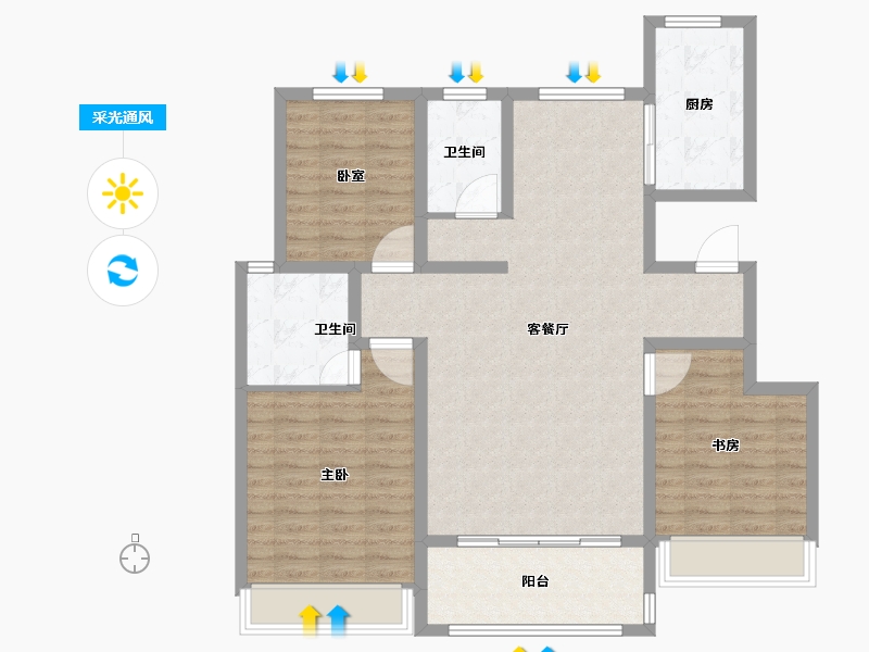 河南省-安阳市-新城国际五期-103.20-户型库-采光通风