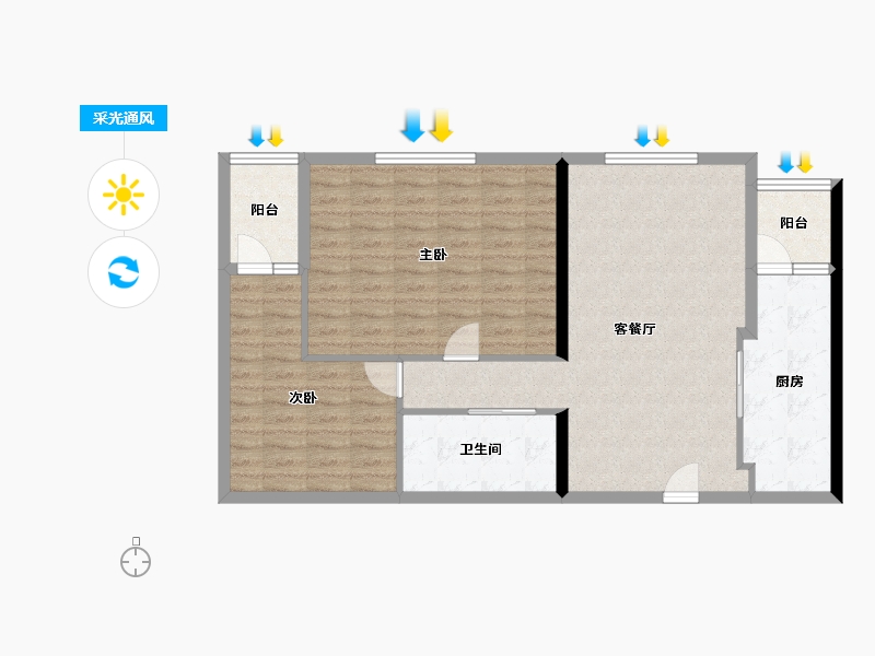 广东省-深圳市-紫元元大厦琨崙府-90.40-户型库-采光通风