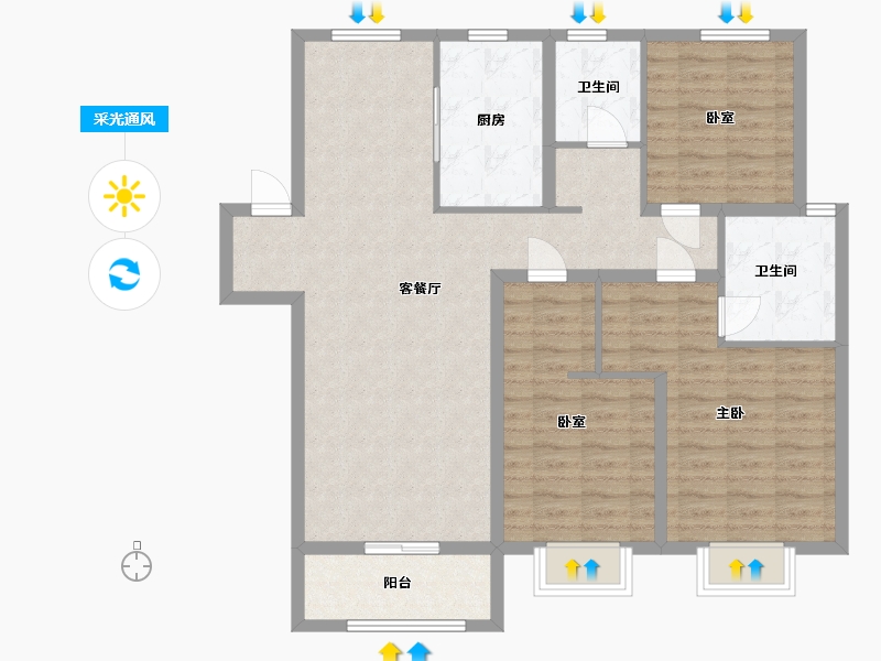 山东省-济南市-中建·国熙台-106.02-户型库-采光通风