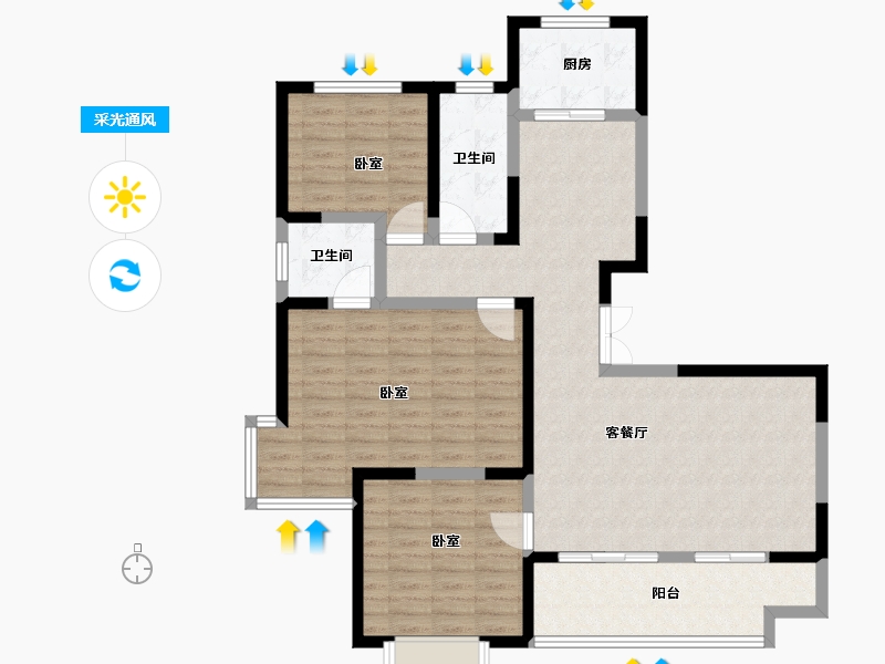 陕西省-咸阳市-中昌·如意城-109.63-户型库-采光通风