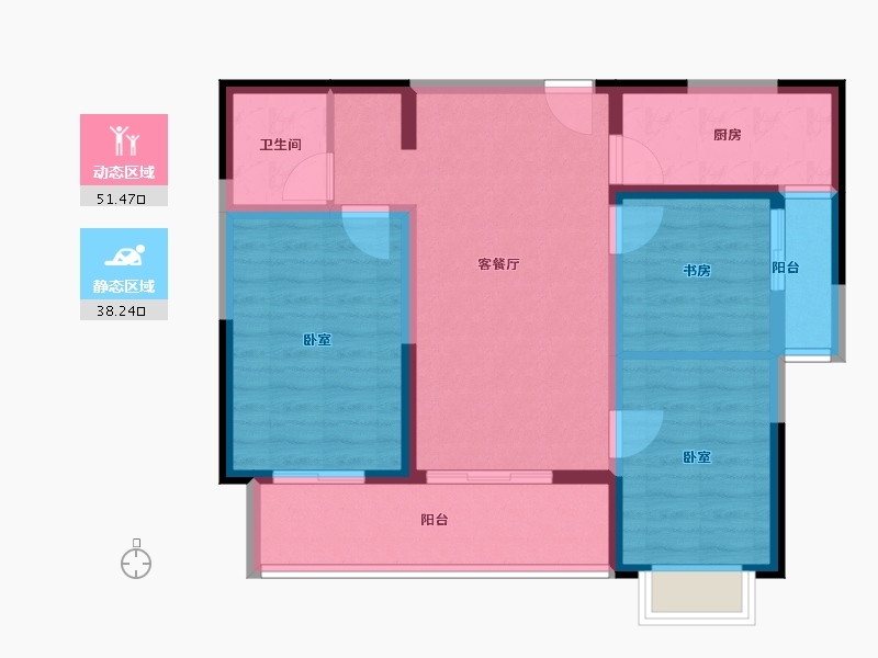 陕西省-咸阳市-中昌·如意城-79.70-户型库-动静分区