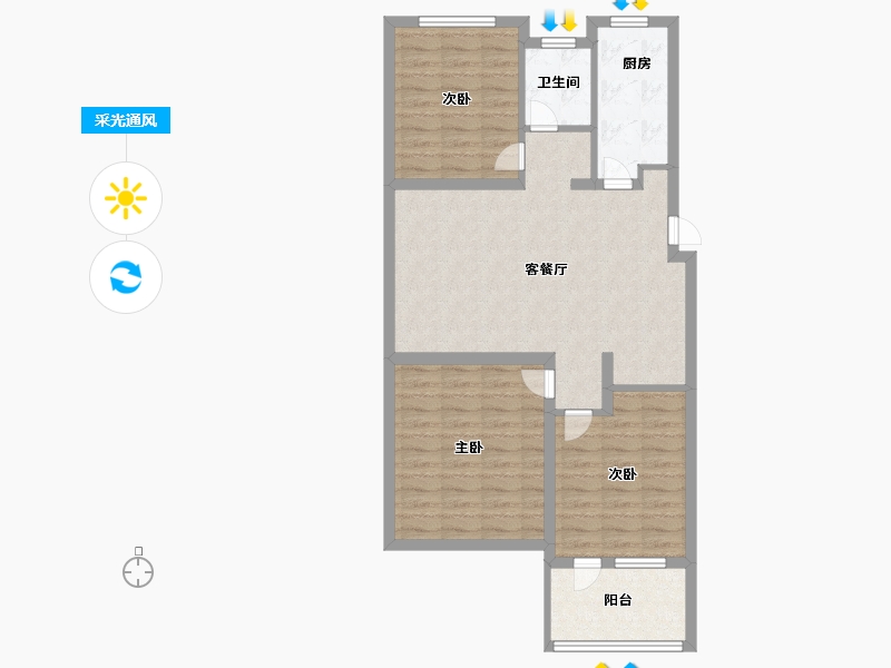 河北省-廊坊市-荣盛霸州新城-85.20-户型库-采光通风