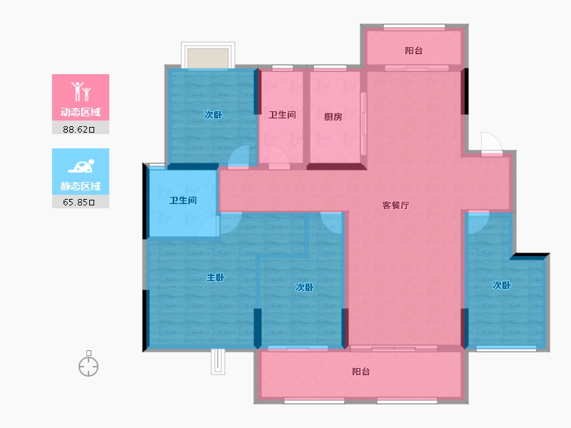 湖南省-湘潭市-长房潭房时代公馆-139.83-户型库-动静分区