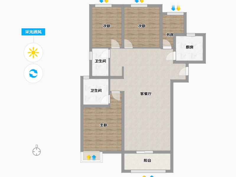 河南省-郑州市-石佛和园-108.00-户型库-采光通风