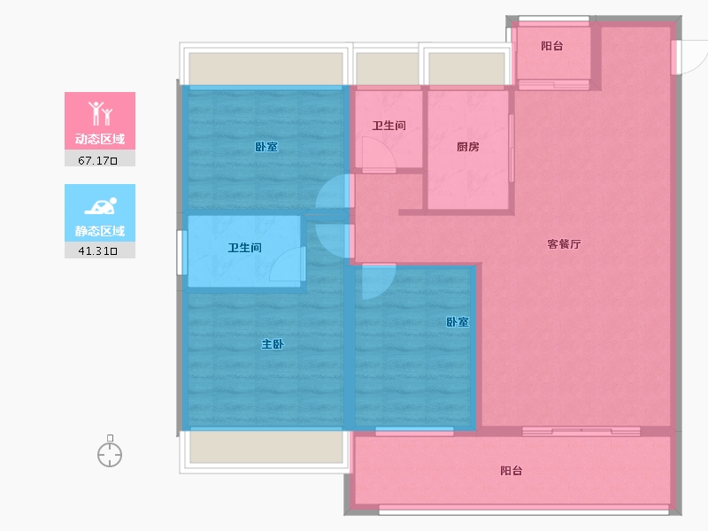 湖北省-黄冈市-晋梅九坤·学府城-97.49-户型库-动静分区