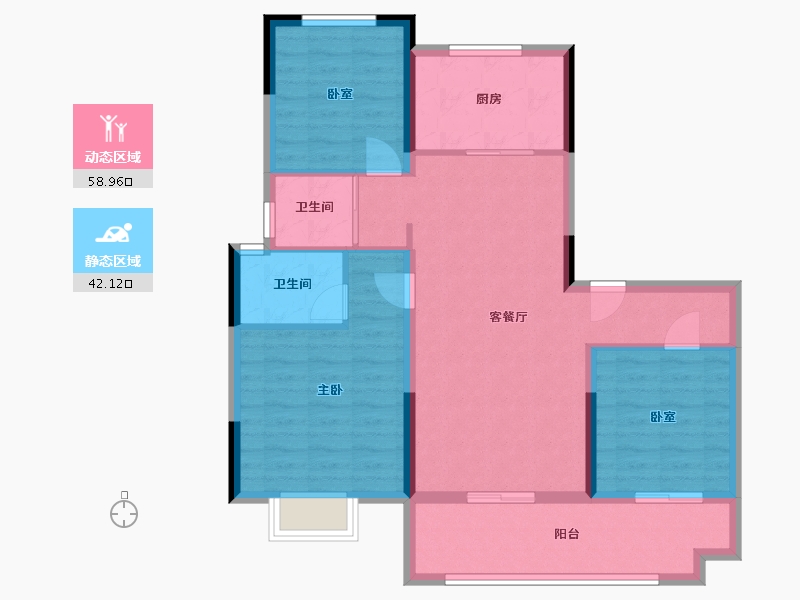 河南省-洛阳市-宜阳碧桂园-91.00-户型库-动静分区