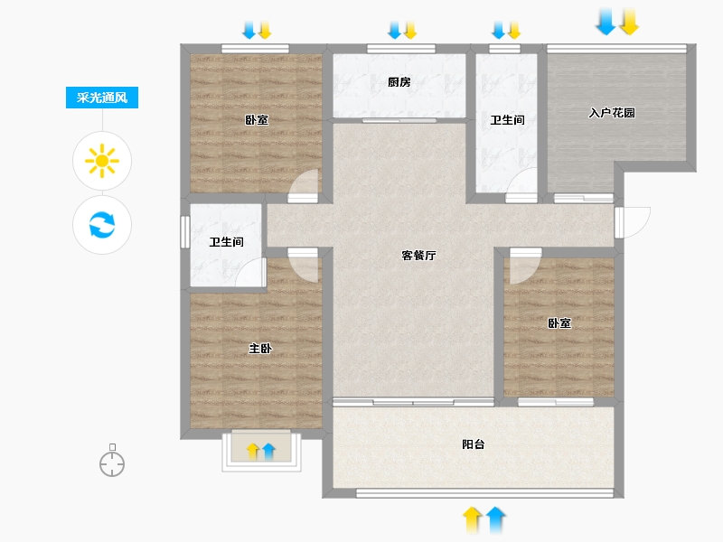 河南省-濮阳市-汇升•珑玺台-115.67-户型库-采光通风