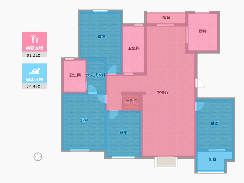 河北省-廊坊市-燕城益津湾-148.17-户型库-动静分区