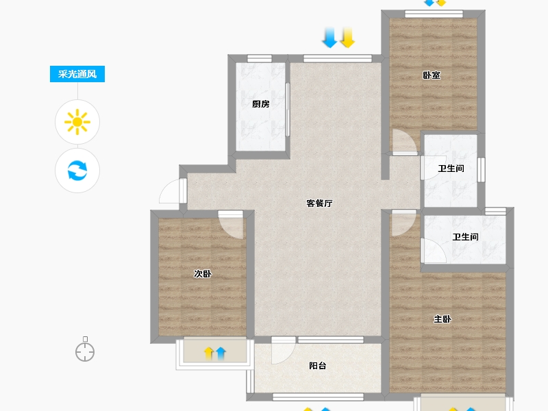 河北省-廊坊市-荣盛霸州新城-95.99-户型库-采光通风