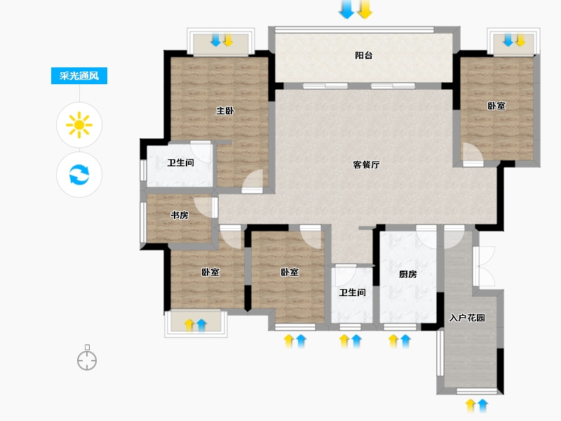 四川省-宜宾市-恒旭·江悦台-127.01-户型库-采光通风