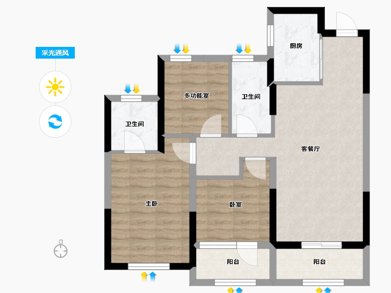 浙江省-杭州市-富景都会-71.79-户型库-采光通风