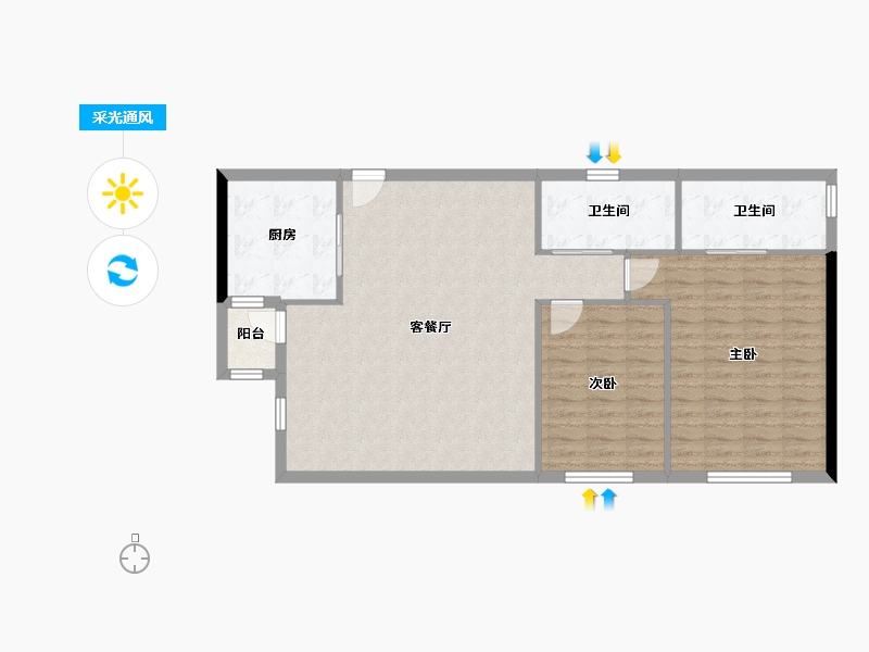 广东省-深圳市-紫元元大厦琨崙府-97.60-户型库-采光通风