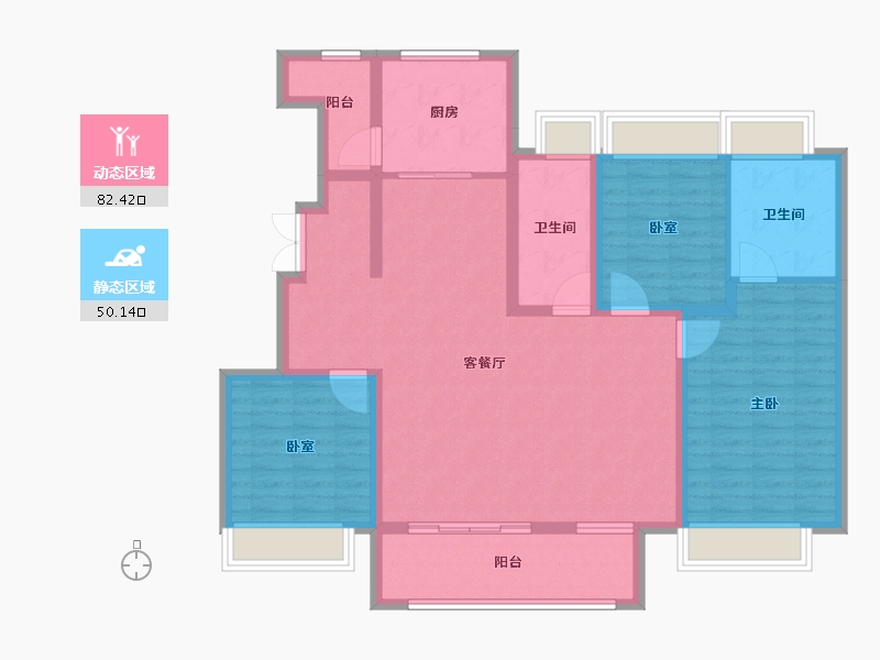 江苏省-徐州市-楚河金茂府-119.21-户型库-动静分区