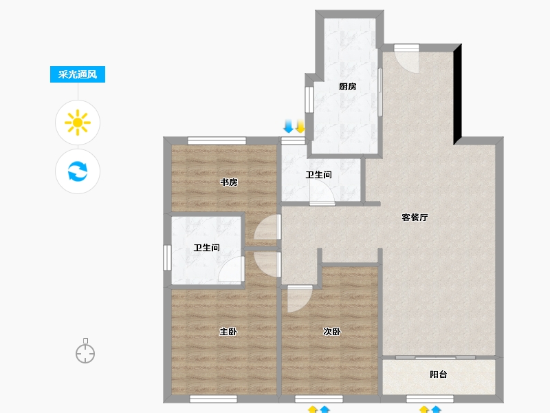 浙江省-杭州市-西溪宸悦-89.15-户型库-采光通风