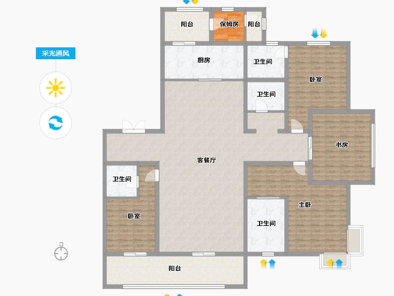 山西省-太原市-怡和国际教育小镇-211.34-户型库-采光通风