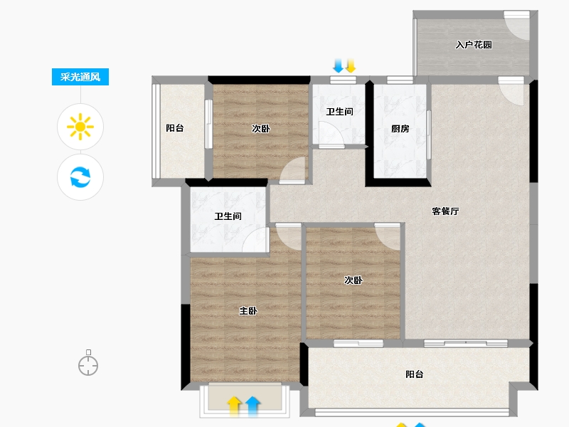 广西壮族自治区-来宾市-裕达·悠然雅居-102.51-户型库-采光通风