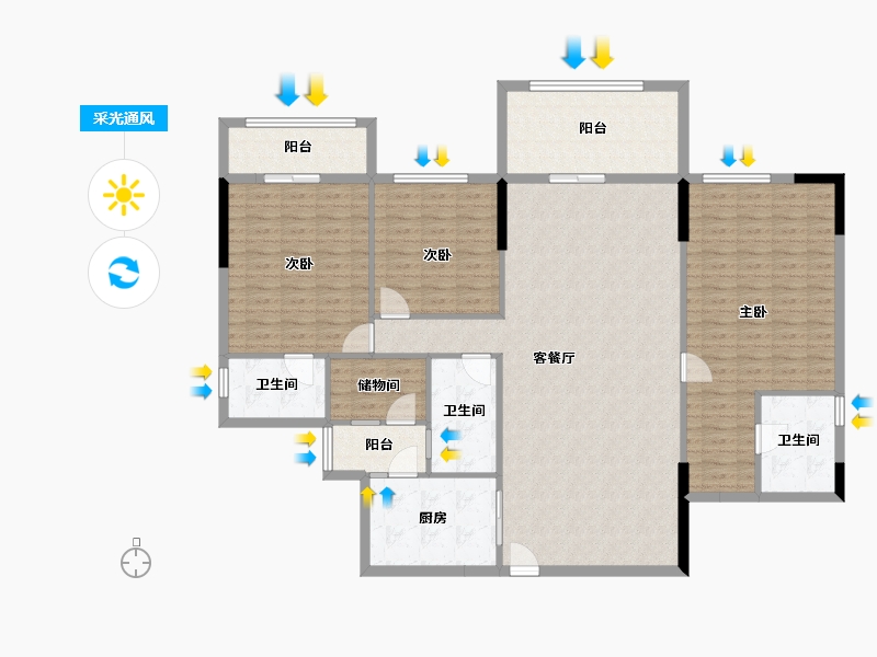 广东省-广州市-雅宝新城-158.21-户型库-采光通风