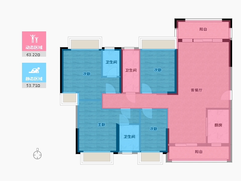 广东省-梅州市-水岸帝景-132.00-户型库-动静分区