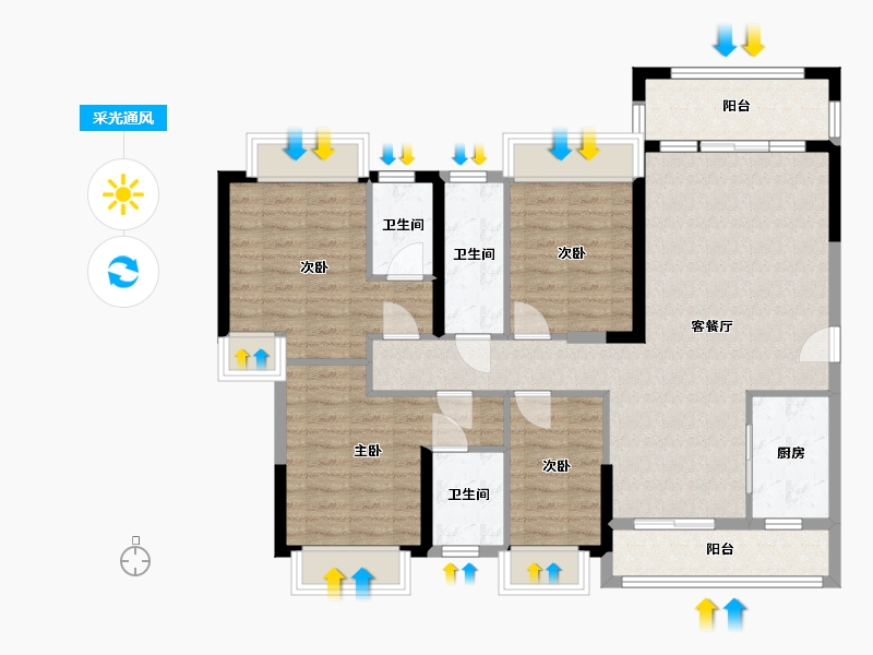 广东省-梅州市-水岸帝景-132.00-户型库-采光通风