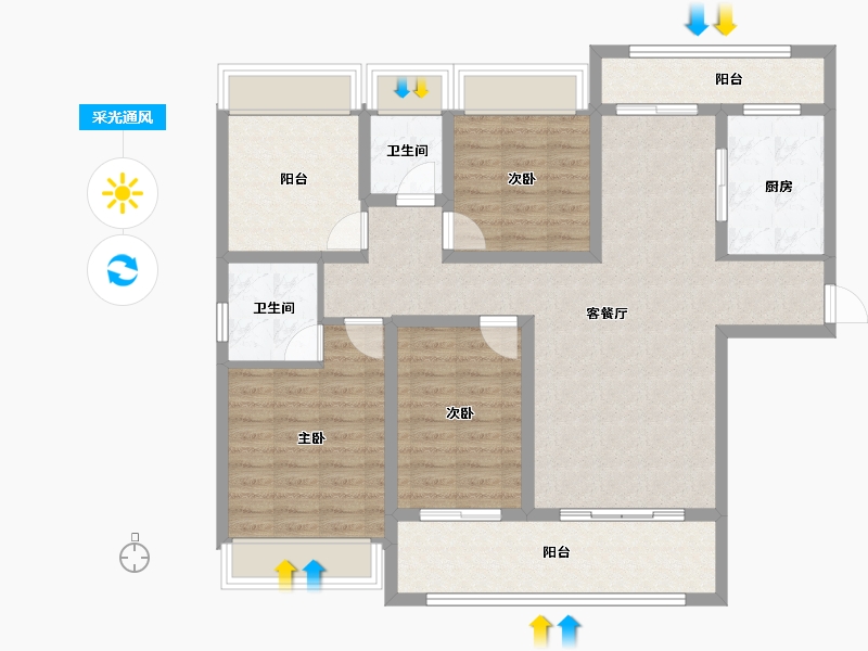 贵州省-毕节市-中鼎景城-109.63-户型库-采光通风