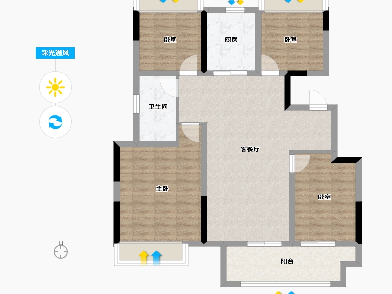 安徽省-宿州市-斌锋壹号院-89.91-户型库-采光通风