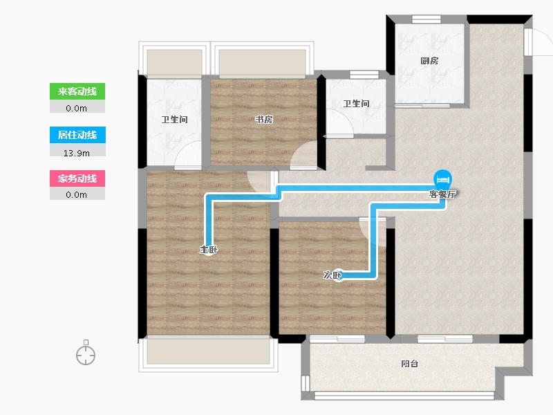 安徽省-宿州市-斌锋壹号院-90.77-户型库-动静线