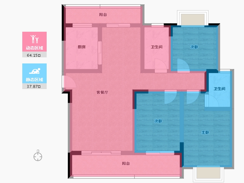 贵州省-遵义市-首府壹号-89.44-户型库-动静分区