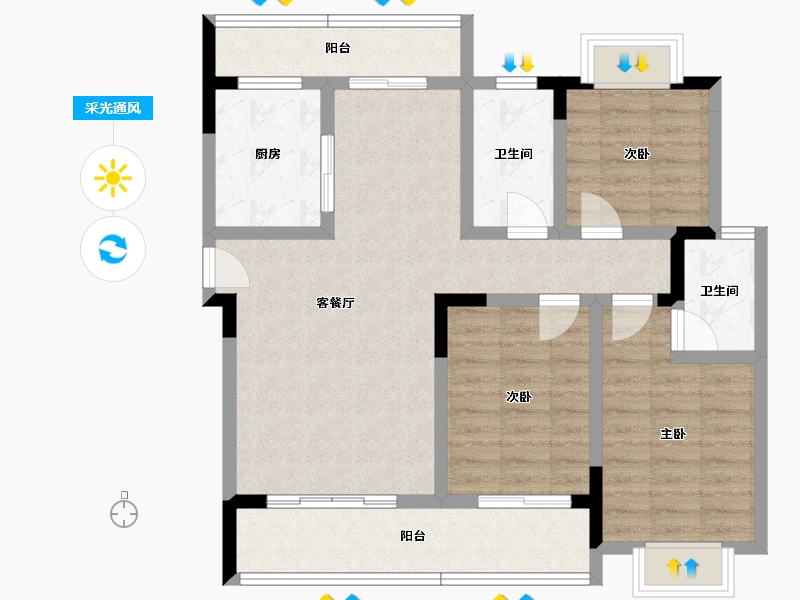 贵州省-遵义市-首府壹号-89.44-户型库-采光通风