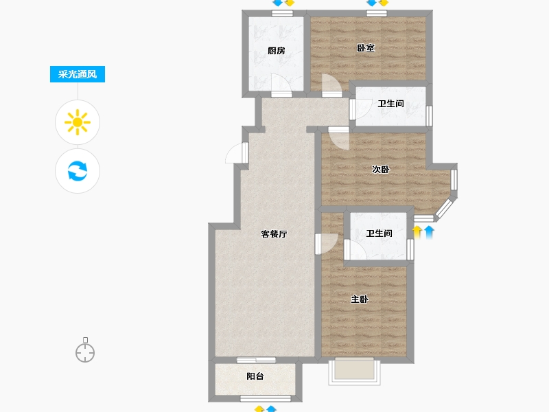 北京-北京市-北京城建海梓府-104.00-户型库-采光通风